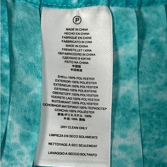 Michael Kors Turquoise Water Print Pleated Maxi Long Skirt Pull On Size L Flowy - Picture 12 of 12